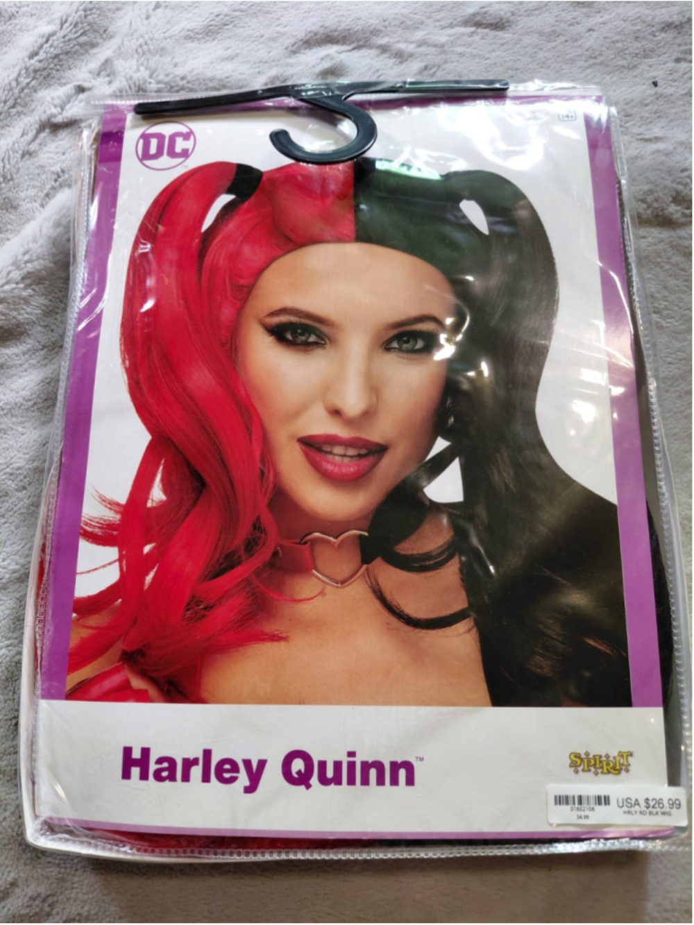 Spirit Halloween DC Harley Quinn Superhero Wig Straight Red/Black Pigtails O/S